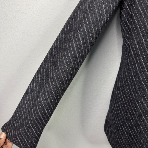 MM.LaFleur Blazer Women 0 Gray Wool Blend Pinstripe Open Front Career Minimalist - Picture 4 of 9